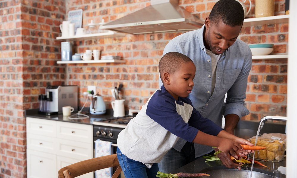 Family cooking together