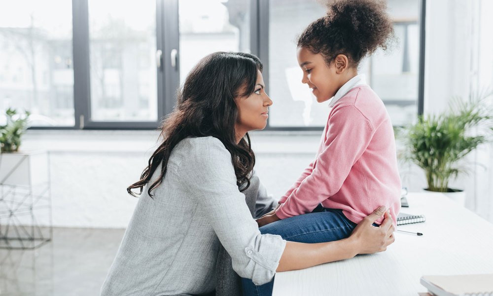 mother and daughter talking