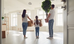 A family moving in to a house