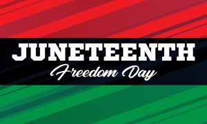 Juneteenth sign in red, black, and green