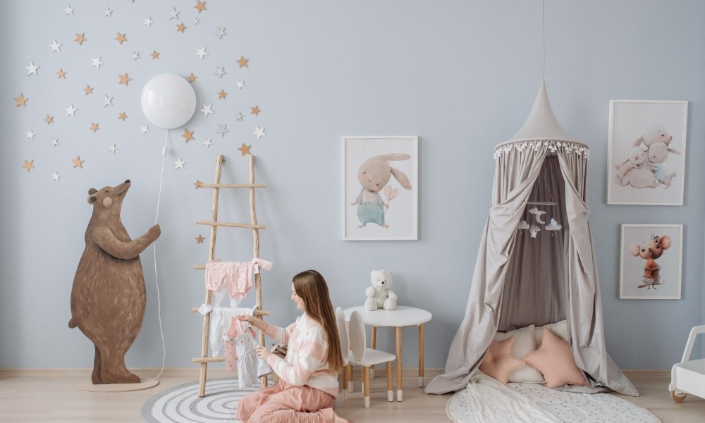 Getting a newborn nursery ready before arrival.